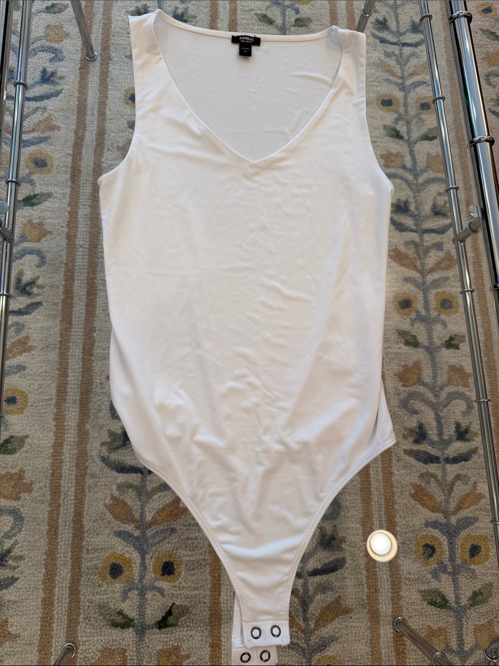 Express White V-Neck Sleeveless Bodysuit